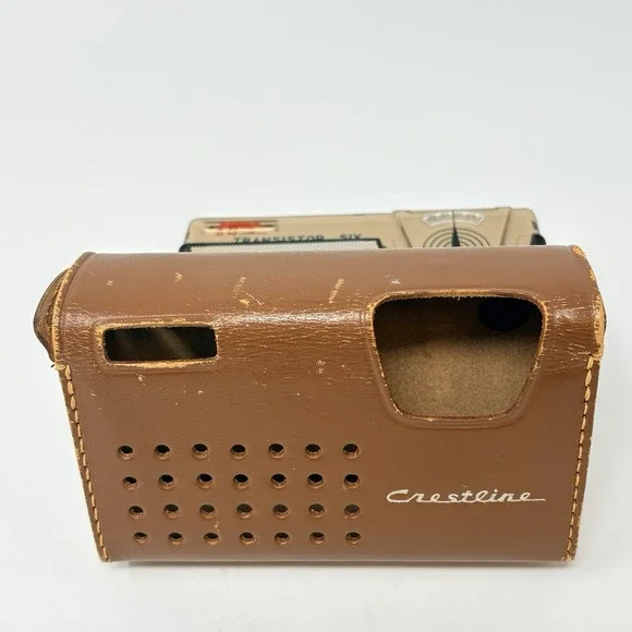 Crestline Model 6T-220 Constant Black Plastic Body Transistor Radio Leather Case